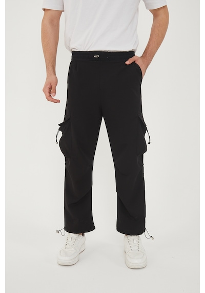 Camp Scoutland Camp550 Outdoor Tactical Kargo Cepli Ayarlanabilir Paçalı Oversize Erkek Jogger Yürüyüş Pantolonu Siyah