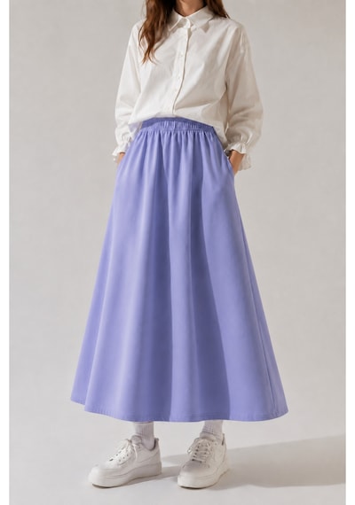Angel&co. Girls Clothing Modest Uzun Kız Çocuk Mevsimlik Etek- Buz Lila - 791131271 Buz Lila