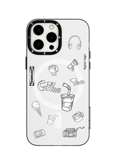Apple Uyumlu iPhone 14 Pro Max Kılıf Magsafe Şarj Özellikli Desenli Youngkit Plaything Serisi Kapak Beyaz