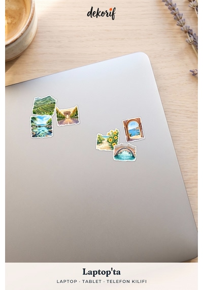 Sevimli Şehir Sticker Seti 100 Adet - Rüya Şehirler Suluboya Ajanda Journal Defter Laptop Çıkartma Çok Renkli