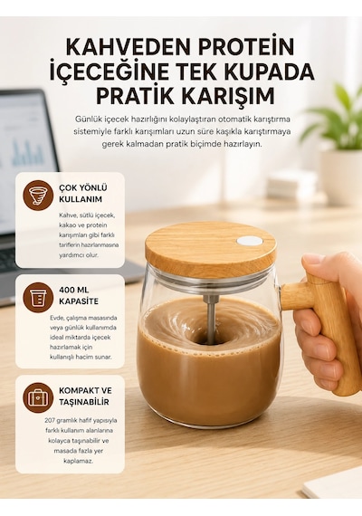 Ip6 Su Geçirmez Şarjlı Kupa 3d Karıştırma, 400 Ml Yeni Nesil Renkli