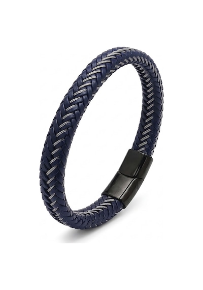 Premium Boğaz Çelik İp Örme Lacivert Deri Erkek Bileklik - Titanyum Kilitli 31833b4d21 - 20 Cm