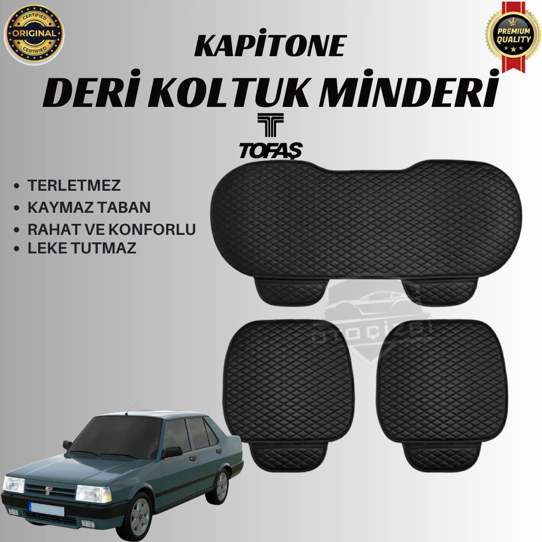 Tofaş Uyumlu Deri Kapitone Koltuk Minderi Koruma Kılıfı 3 Lü Set