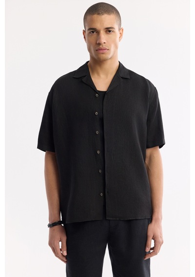 Avva Erkek Siyah Apaj Yaka %100 Keten Kısa Kollu Oversize Fit Gömlek A51y2209 Avva Erkek Siyah Apaj Yaka %100 Keten Kısa Kollu Oversize Fit Gömlek A51y2209