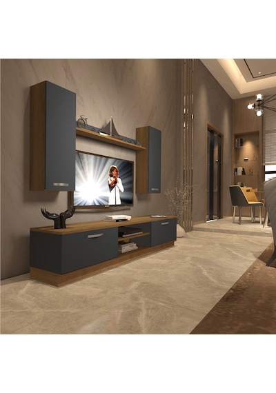 Decoraktiv Eko 5db Mdf Dvd Tv Ünitesi Tv Sehpası Pera - Antrasit