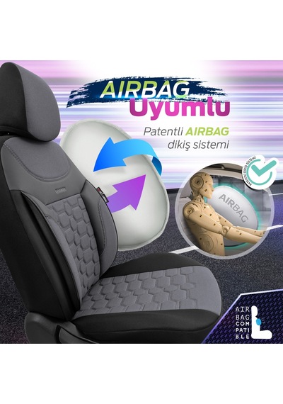 Otom Yeni Carbon Design 3D Dokulu Kumaş Oto Koltuk Kılıfı Tam Set 553380975