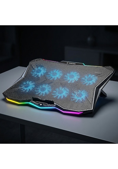Rc16 Octal 8 Fanlı Rgb Işıklı 14 - 17.3 İnç 10 Rgb Modlu Notebook Soğutucu Stand Laptop Soğutucu