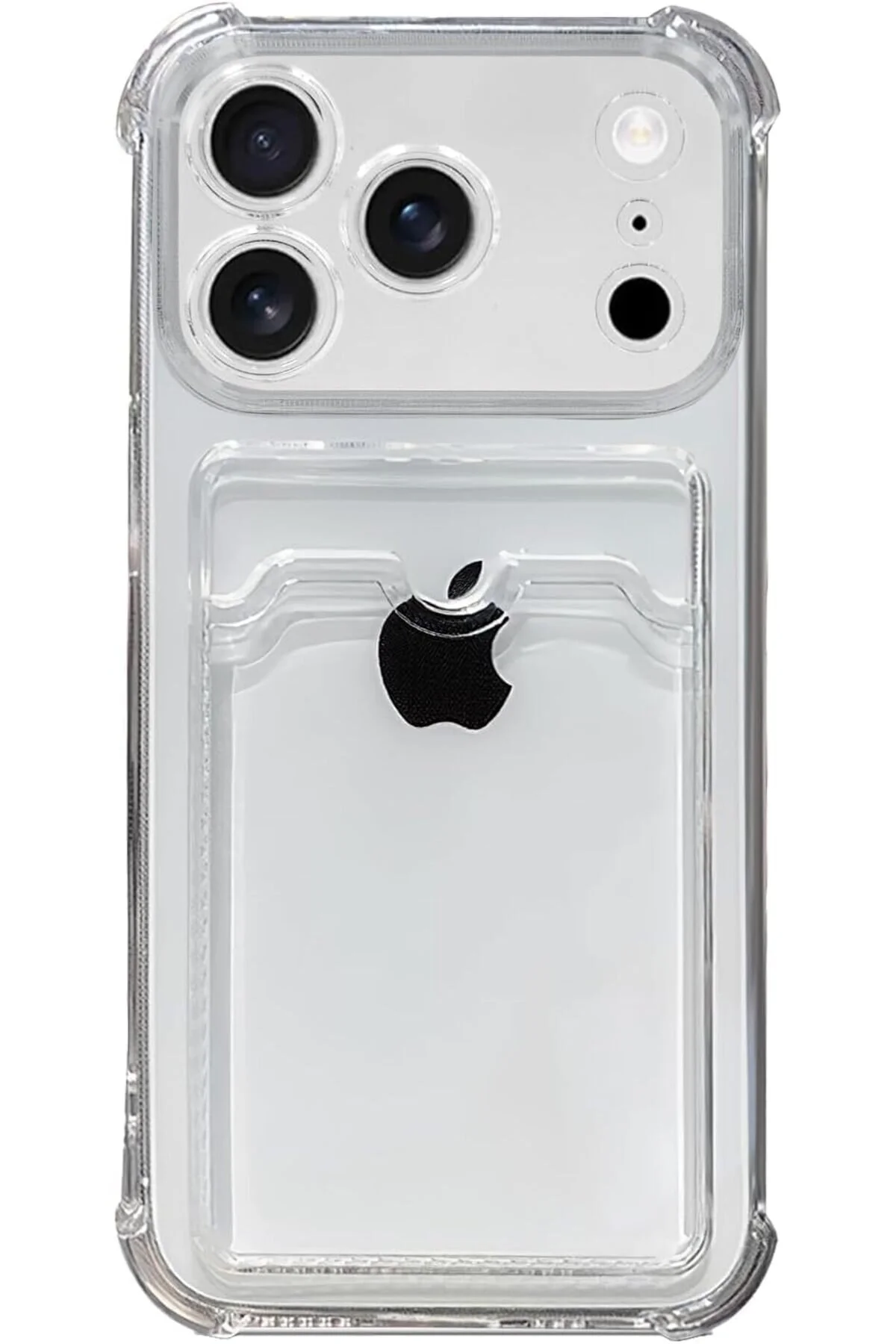 İphone 17 Pro Max Uyumlu Kamera Korumalı Kartlıklı Köşeleri Airbag Tasarımlı Darbe Önleyici Şeffaf