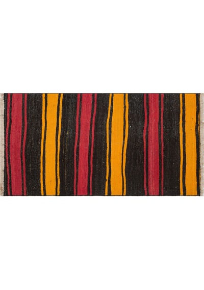 Kahve Sarı Rengi El Dokuma Çorum Cicim Yünlü Kilim