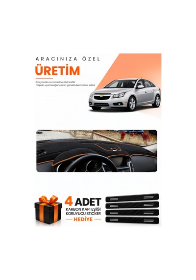 Chevrolet Cruze J300 Makyajsız 2008-2011 Uyumlu Torpido Koruma Kılıfı - Siyah Kahverengi