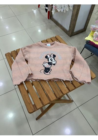 Kız Çocuk Minnie Baskılı Kazak Ve Pantolunlu Takım Çok Renkli