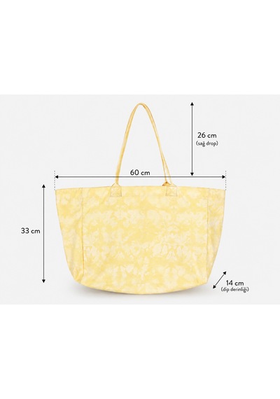 İcone Bag Icone Degrade Baskılı Kanvas Omuz Çantası, Degrade Plaj Çantası, Plaj Çantası, Beach Bag Sarı