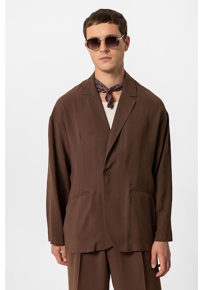 Antioch Oversize Astarsız Erkek Blazer Ceket Kahve
