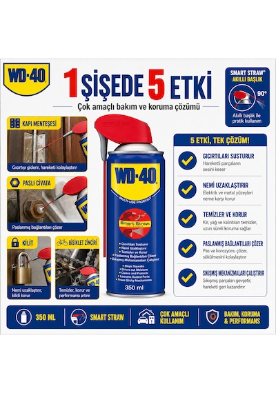 WD-40 Yağlayıcı ve Pas Sökücü Sprey 6 x 350 ML (Kobra Başlık)