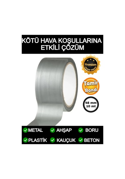 Çok Amaçlı Su Geçirmez Sızdırmaz Izolasyon Gri Tamir Bandı 48 Mm 10 Mt 1 Adet Güçlü Yalıtım Bant Tam