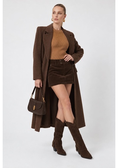 Neden Tekstil Kadın Taşlı Fitilli Halter Yaka Crop Bluz - Camel