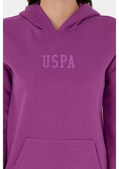 U.S. Polo Assn. Kadın Menekşe Basic Kapüşonlu Sweatshirt 50289536-VR037