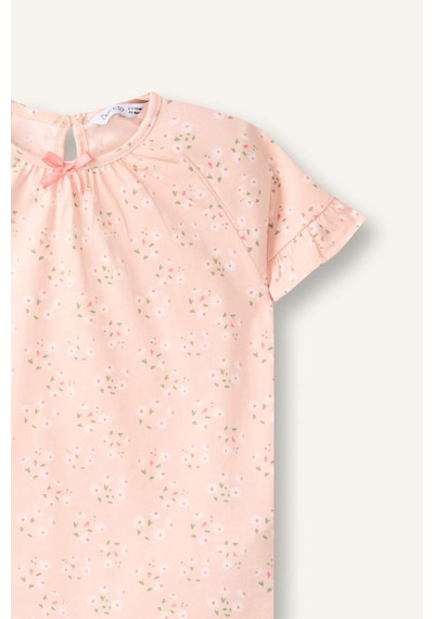 Defacto Çiçekli 2li Dokuma Somon Pijama Kız Bebek H5506a526smpn437 Pembe-pn437