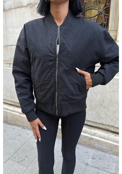 Michonne Ribanalı Bomber Ceket 7059 -08 R1-p-k2 Siyah