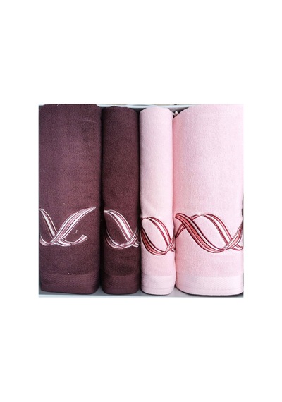 Pink Wave Best Set Hamam Takımı Bordo-pembe