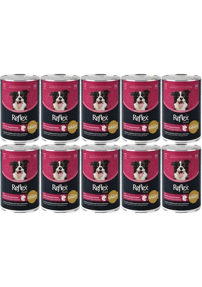 Reflex Plus Kuzu Ve Tatlı Patates Et Parçacıklı Soslu Köpek Konservesi 400 Gr 10 Adet