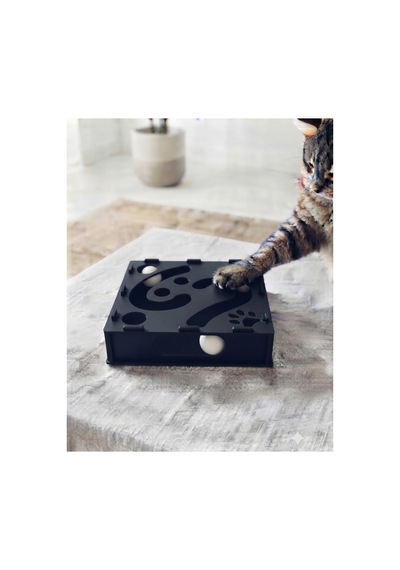 Ahşap Ve Toplu Kedi Oyuncağı Siyah