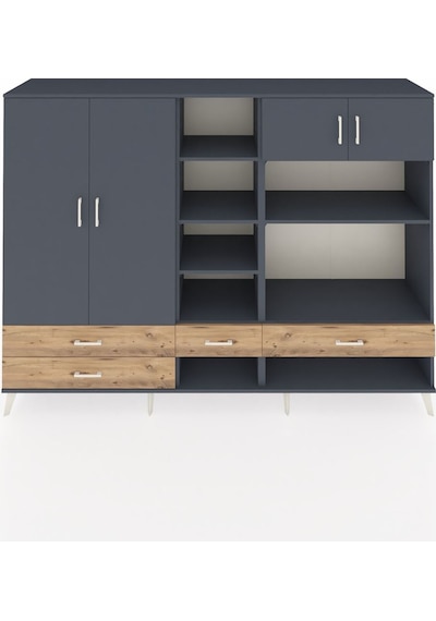 Hyperion Dolap 12 Raflı 4 Çekmeceli 4 Kapaklı 220x44x163 Antrasit Antrasit-antrasit/çam Hyperion Dolap 12 Raflı 4 Çekmeceli 4 Kapaklı 220x44x163 Antrasit Antrasit-antrasit/çam