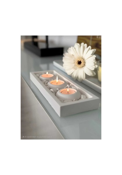 Taşlı Beton Tabaklı Tealight Mumluk Mumlar Dahil Değildir Diğer