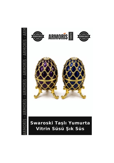 Swaroski Taşlı Yumurta Vitrin Süsü Şık Süs Çok Renkli