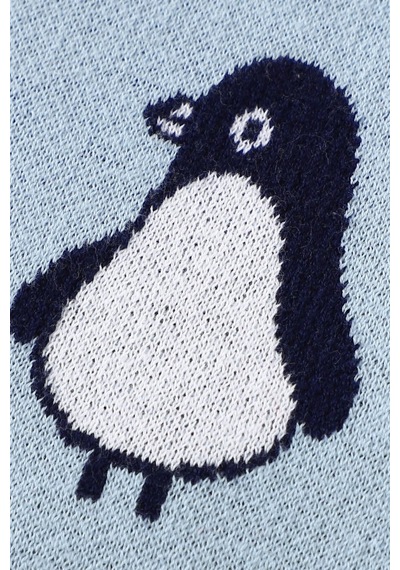 Kız Ve Erkek Bebek Için Triko Örgü Bebek Battaniyesi Bebe Mavi Penguen 90cm X110cm Amavi Amavi