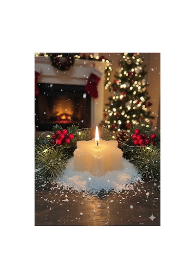 Yılbaşı Mumu Kar Tanesi Noel + Konsepti Çok Renkli