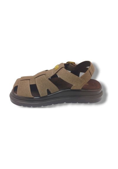 Şanzelize K805-26 Süet Tokalı Anatomik Taban Kadın Sandalet Vizon