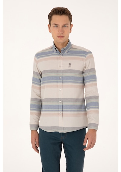 U.s. Polo Assn. Erkek Taş Gömlek Desenli 50316648-vr049 Tas