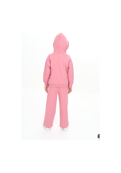 Toontoy Kids Toontoy Kız Çocuk Kapüşonlu Göğsü Armalı Eşofman Takım Gül Kurusu
