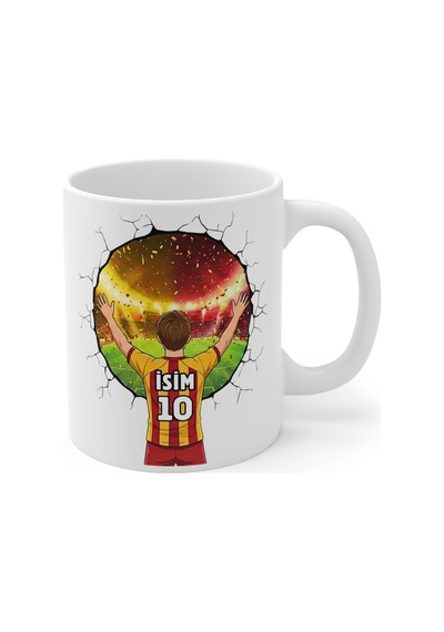 Türkiye'de Tek Futbol Toplu 3d Tasarım Kupa Bardak/kişiye Özel Kupa Bardak/sarı Kırmızı/sarı La Beyaz Gs