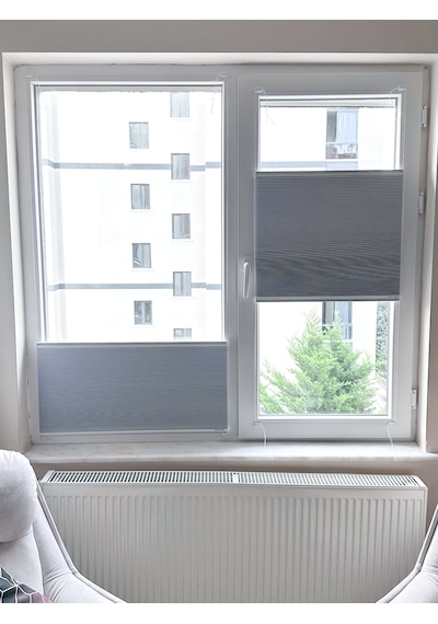 Honeycomb Isı Yalıtımlı %100 Karartma Blackout Plise Stor Perde Bal Peteği Katlanır Akordeon Vidalı Sistem Özel Ölçü Seçeneği Beyaz