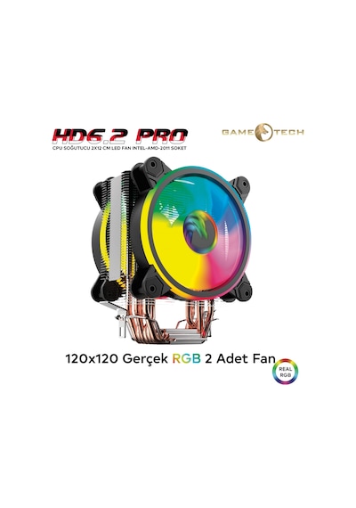 Gametech Hd6.2 Rgb 6 Bakır Boru Kule Tipi Amd Intel İşlemci Fanı