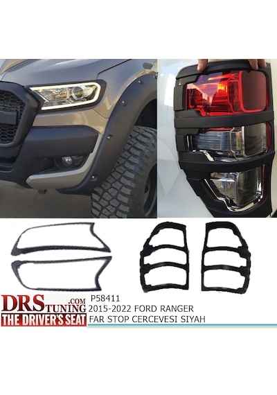 Ford Ranger 2015-2020 Far Ve Stop Çerçevesi Kaplama Siyah
