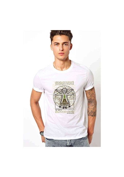 Rick Darvin Anatomi Baskılı Beyaz Erkek Tshirt