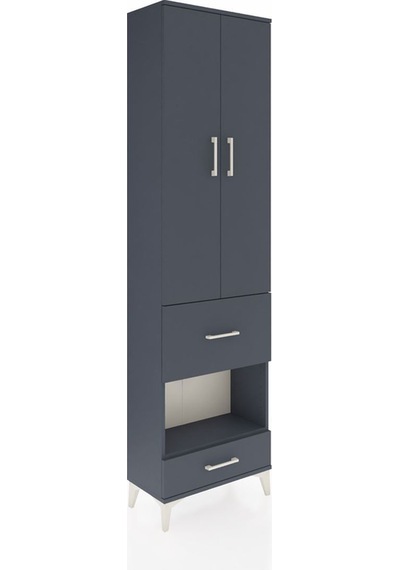 Arges Dolap 4 Raflı 2 Çekmeceli 2 Kapaklı 60x30x221 Antrasit-antrasit Antrasit