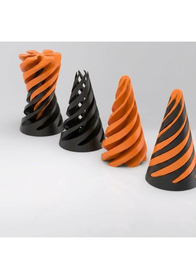 Spiral Geçmeli Koni Stres Çarkı - Masaüstü Dekoratif Obje Görsel İllüzyon - Fidget Stres Oyuncağı - Turuncu