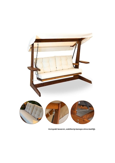 Viva 2200 3 Kişilik Ahşap Bahçe Salıncağı, Balkon ve Teras Salıncağı, Dış Mekan Salıncağı/Krem Viva 2200 3 Kişilik Ahşap Bahçe Salıncağı, Balkon ve Teras Salıncağı, Dış Mekan Salıncağı/Krem