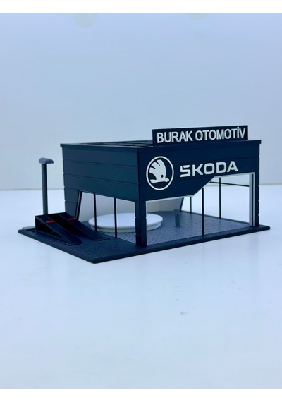 1/64 Ölçekli Skoda Diorama Tasarımlı Araç Sergileme Garajı 3d Baskı