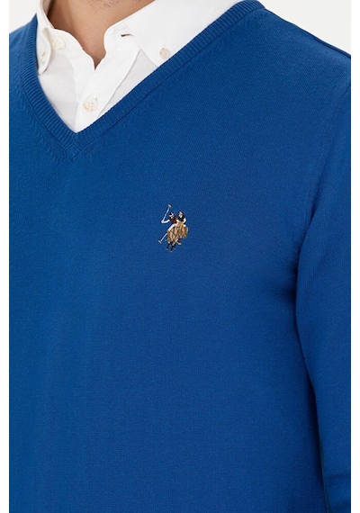 U.S. Polo Assn. Erkek Slim Fit V Yaka Saks Kazak 50269006-vr045 Çok Renkli