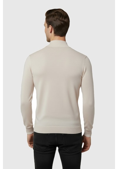 Rizzup Bej Slim Fit Yarım Balıkçı Yaka Likralı İnce Triko Erkek Yarım Boğazlı Kazak 2505502