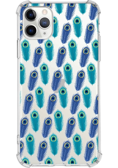 Prinrify Apple Uyumlu iPhone 11 Pro Max Nazar Boncuğu 4 Baskılı Şeffaf Köşe Korumalı Antişok Kılıf