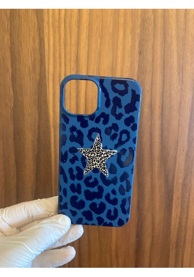 Apple iPhone Uyumlu 13/14 Leopar Baskılı İçi Kadife Silikon Telefon Kılıfı Lacivert