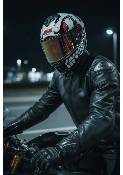 Gıvı 50.x Bones Beyaz  1 Renkli 1 Şeffaf Vizörlü Motosiklet Kask İridyum Vizör + Şeffaf