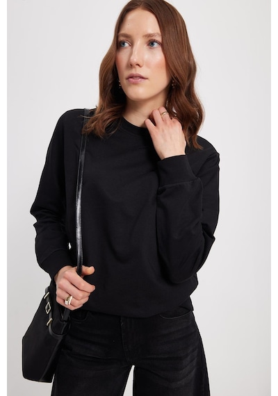 Tudors Kadın Oversize Geniş Kesim %100 Pamuk 2 İplik Bisiklet Yaka Siyah Sweatshirt -42615 Sİyah Tudors Kadın Oversize Geniş Kesim %100 Pamuk 2 İplik Bisiklet Yaka Siyah Sweatshirt -42615 Sİyah