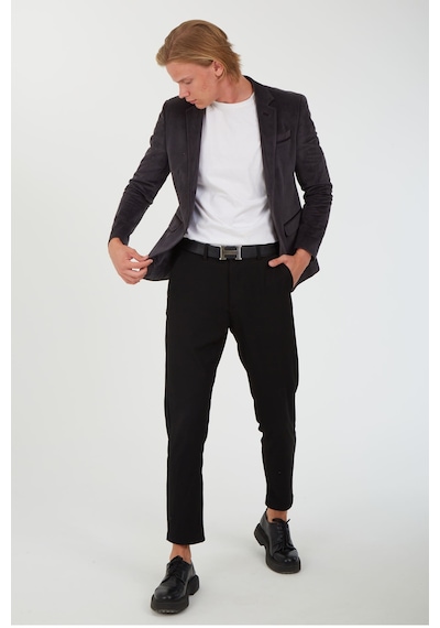 Sposo G-183 Dar Kalıp Örme Kumaş Füme Erkek Blazer Ceket Füme